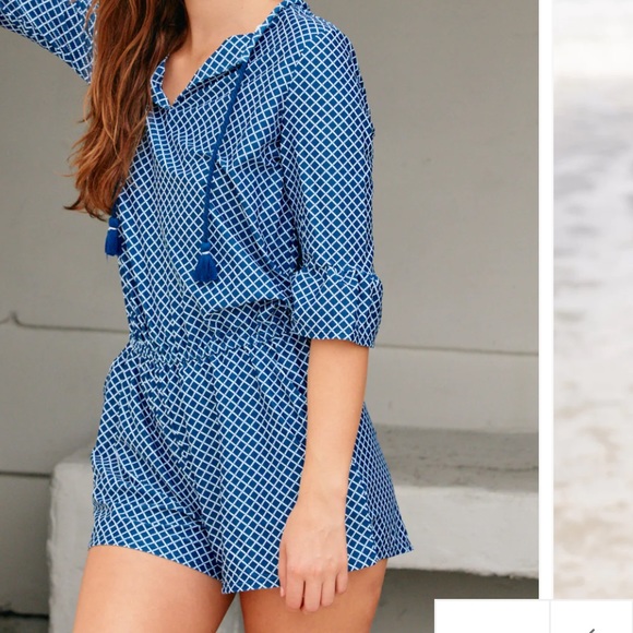 NWT Cabana Life Nautical Navy Ruffle Sleeve Romper. UPF 50. - Picture 6 of 9